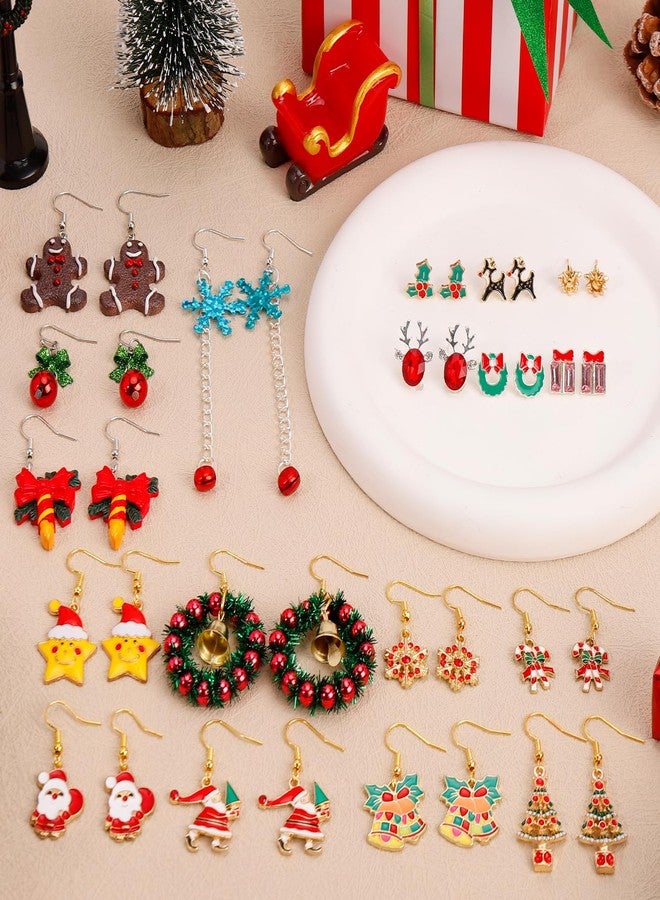 LUYI 18 Pairs Christmas Earrings for Women Xmas Holiday Stud Earrings Bulk Christmas Gift Tree Snowflake Bow Earrings for Chritmas Party Jewelry - Image 3